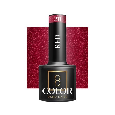 Rode gellak Ocho Nails 211, 5 g voor professionele nagelstyling, manicure en pedicure in de salon voor nagelstylisten