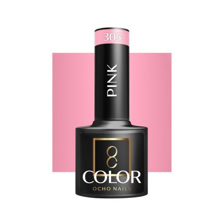 Roze gellak OCHO NAILS 305 van 5 g voor hybride manicure en nagelstyling met intense kleur, glans en langdurige dekking