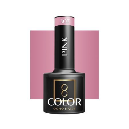Roze gellak OCHO NAILS 307 5 g voor hybride manicure en nagelstyling met intense kleur en langdurige glans