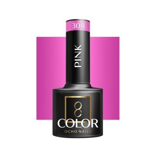 Roze gellak OCHO NAILS 308 van 5 g voor hybride manicure met intense kleur, glans en houdbaarheid tot drie weken