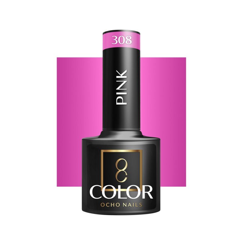 Roze gellak OCHO NAILS 308 van 5 g voor hybride manicure met intense kleur, glans en houdbaarheid tot drie weken