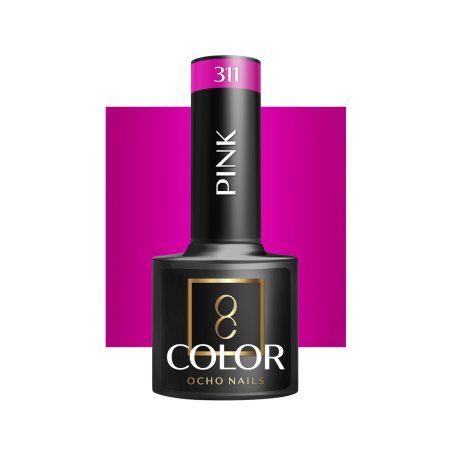 Roze gellak OCHO NAILS 311 voor hybride manicure, intense kleur en glans, 5 g voor professionele nagelstyling