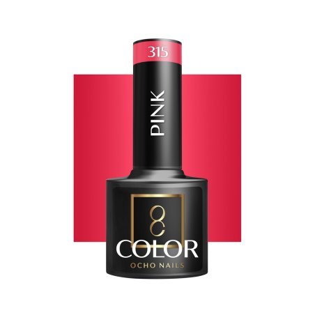 Gellak roze 315 OCHO NAILS 5 g voor hybride manicure met intense kleur, gelijkmatige dekking en langdurige glans