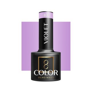 Gellak violet 401 OCHO NAILS 5 g voor hybride manicure met intense pigmentatie, glans en langdurige kleur voor nagelstyling