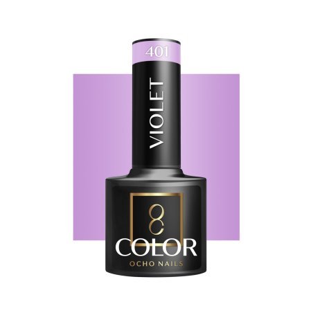 Gellak violet 401 OCHO NAILS 5 g voor hybride manicure met intense pigmentatie, glans en langdurige kleur voor nagelstyling