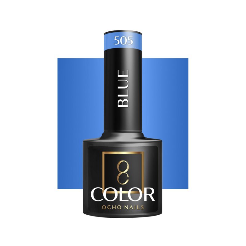 Blauwe gellak OCHO NAILS 505 voor hybride manicure met intense kleur, glans en houdbaarheid tot drie weken, 5 g Blauwe gellak OCHO NAILS 505 voor hybride manicure met intense kleur, glans en houdbaarheid tot drie weken, 5 g