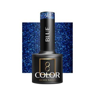Gellak blauw 512 OCHO NAILS 5 g voor hybride manicure met intense kleur en langdurige glans tot drie weken voor nagelstyling