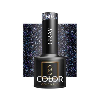Gellak grijs 607 OCHO NAILS 5 g voor hybride manicure met intense kleur, glans en langdurige dekking tot drie weken