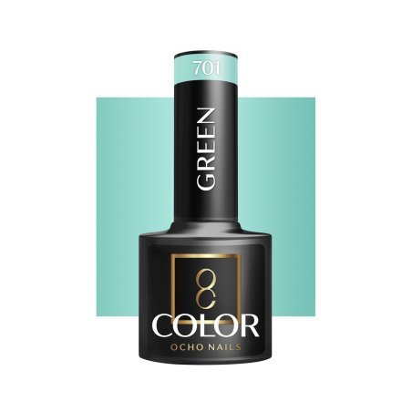 Groene gellak OCHO NAILS 701 voor hybride manicure met intense kleur, egale dekking en langdurige glans tot drie weken, 5 g