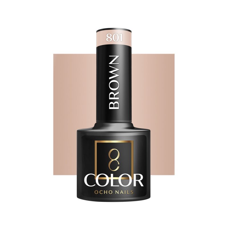Bruine gellak 801 OCHO NAILS 5 g voor hybride manicure met intense kleur, gelijkmatige dekking en langdurige glans Bruine gellak 801 OCHO NAILS 5 g voor hybride manicure met intense kleur, gelijkmatige dekking en langdurige glans