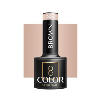 Bruine gellak 801 OCHO NAILS 5 g voor hybride manicure met intense kleur, gelijkmatige dekking en langdurige glans