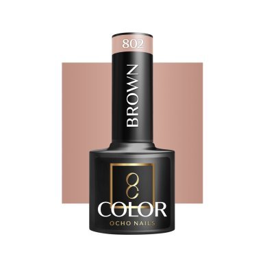 Bruine gellak OCHO NAILS 802 van 5 g voor hybride manicure met intense kleur, glans en houdbaarheid tot drie weken