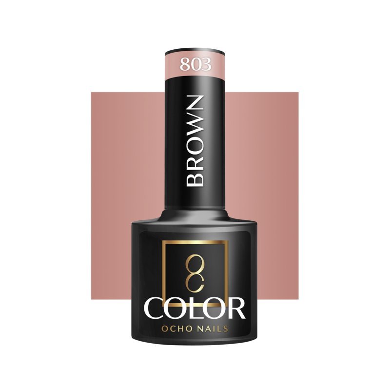 Bruine gellak OCHO NAILS 803 voor hybride manicure met intense kleur, gelijkmatige dekking en glans, 5 g voor nagelstyling