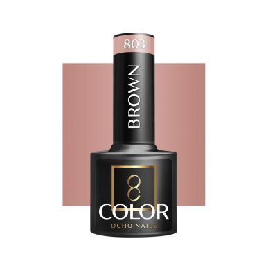 Bruine gellak OCHO NAILS 803 voor hybride manicure met intense kleur, gelijkmatige dekking en glans, 5 g voor nagelstyling