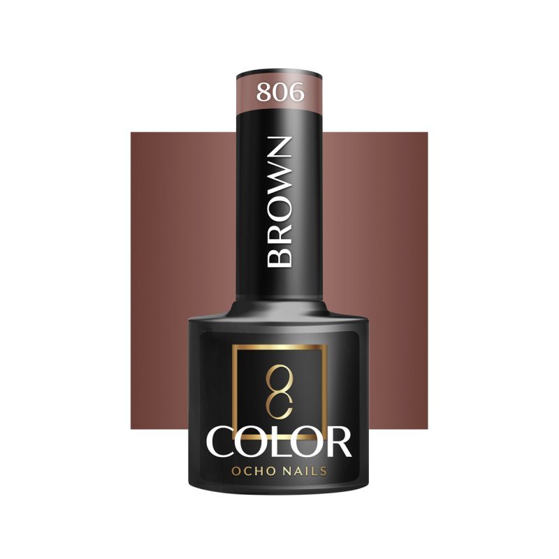 Bruine gellak OCHO NAILS 806 5 g voor hybride manicure met intense kleur, gelijkmatige dekking en langdurige glans