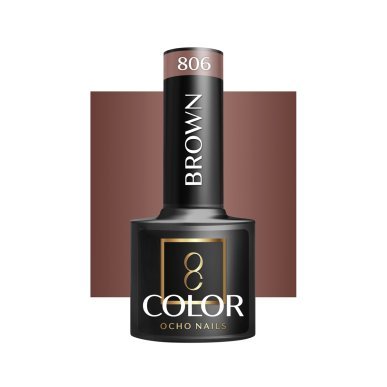 Bruine gellak OCHO NAILS 806 5 g voor hybride manicure met intense kleur, gelijkmatige dekking en langdurige glans