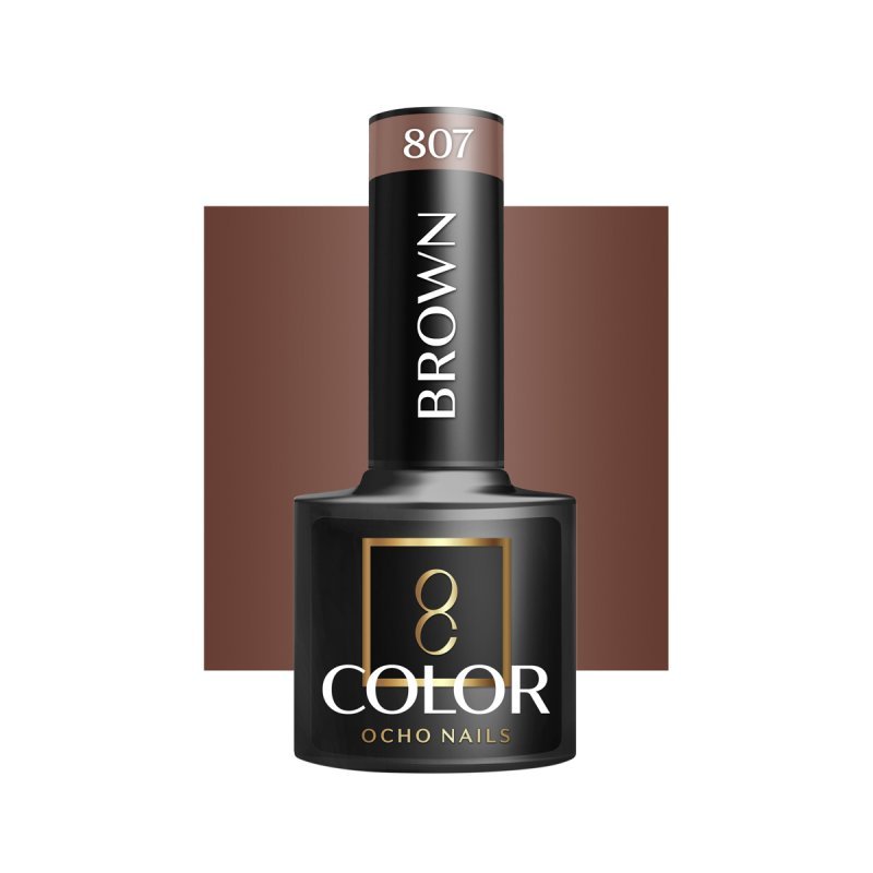 Bruine gellak OCHO NAILS 807 van 5 g voor hybride manicure met intense kleur, gelijkmatige dekking en langdurige glans