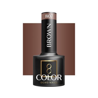 Bruine gellak OCHO NAILS 807 van 5 g voor hybride manicure met intense kleur, gelijkmatige dekking en langdurige glans