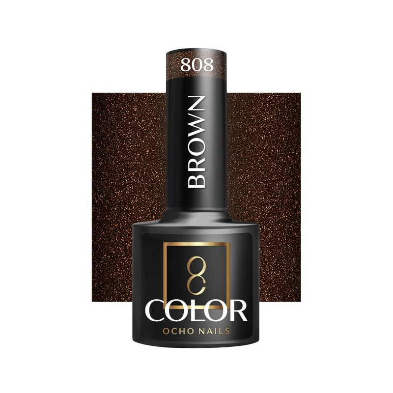 Bruine gellak OCHO NAILS 808 5 g voor hybride manicure met intense kleur, glans en gelijkmatige dekking tot drie weken