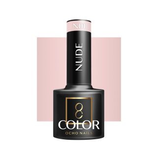 Gellak OCHO NAILS NUDE N01 5 g voor hybride manicure met intense kleur, egale dekking, langdurige glans tot drie weken
