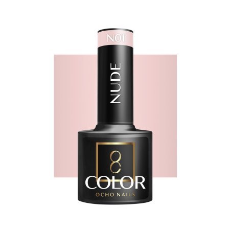 Gellak OCHO NAILS NUDE N01 5 g voor hybride manicure met intense kleur, egale dekking, langdurige glans tot drie weken