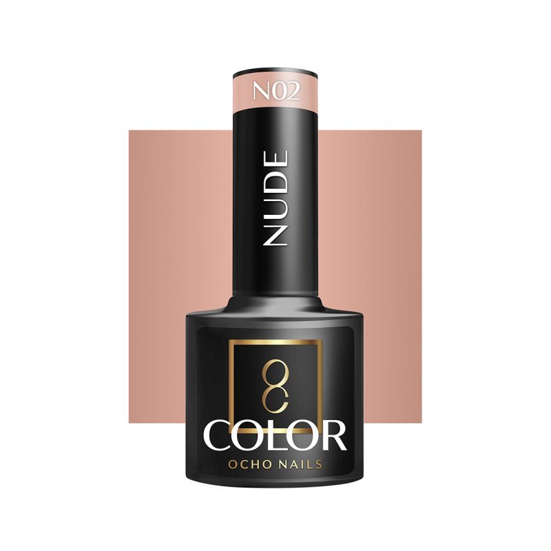 Gellak nude N02 OCHO NAILS 5 g voor hybride manicure met intense kleur en langdurige glans voor elegante nagelstyling