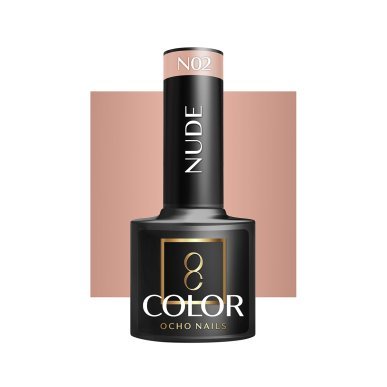 Gellak nude N02 OCHO NAILS 5 g voor hybride manicure met intense kleur en langdurige glans voor elegante nagelstyling