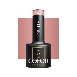 Gellak nude N03 OCHO NAILS 5 g voor hybride manicure met intense kleur, eenvoudige applicatie en glans tot drie weken