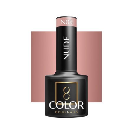 Nude gellak OCHO NAILS N05 voor hybride manicure, intense kleur, langdurige glans en 5 g voor nette nagelstyling
