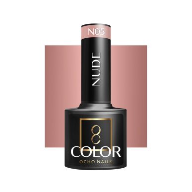 Nude gellak OCHO NAILS N05 voor hybride manicure, intense kleur, langdurige glans en 5 g voor nette nagelstyling