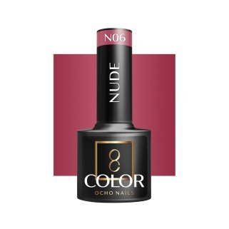 Gellak nude N06 OCHO NAILS 5 g voor hybride manicure met intense kleur, glans tot drie weken voor nagelstylisten