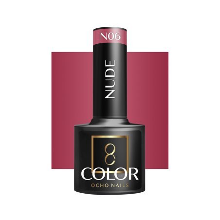 Gellak nude N06 OCHO NAILS 5 g voor hybride manicure met intense kleur, glans tot drie weken voor nagelstylisten