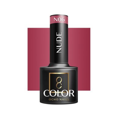 Gellak nude N06 OCHO NAILS 5 g voor hybride manicure met intense kleur, glans tot drie weken voor nagelstylisten