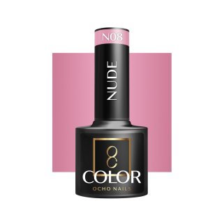 Gellak nude N08 OCHO NAILS 5 g voor hybride manicure met intense kleur en langdurige glans tot drie weken voor nagelstylisten