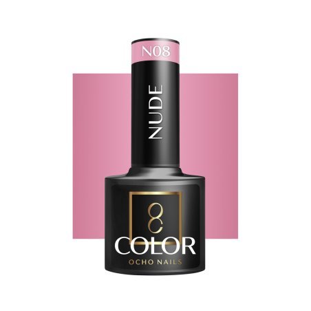 Gellak nude N08 OCHO NAILS 5 g voor hybride manicure met intense kleur en langdurige glans tot drie weken voor nagelstylisten