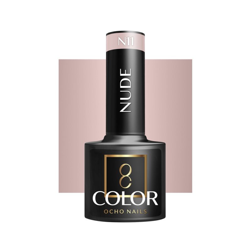 Gellak nude N11 OCHO NAILS 5 g voor hybride manicure met intense kleur, glans en gelijkmatige dekking tot drie weken