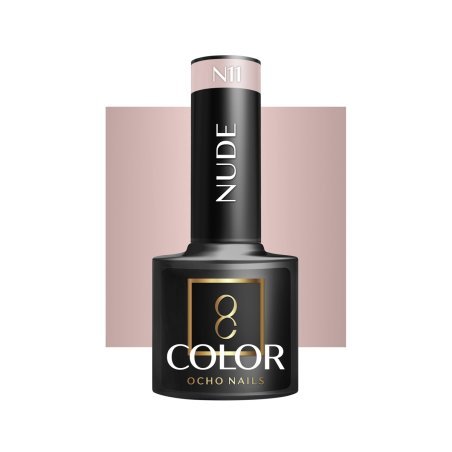 Gellak nude N11 OCHO NAILS 5 g voor hybride manicure met intense kleur, glans en gelijkmatige dekking tot drie weken