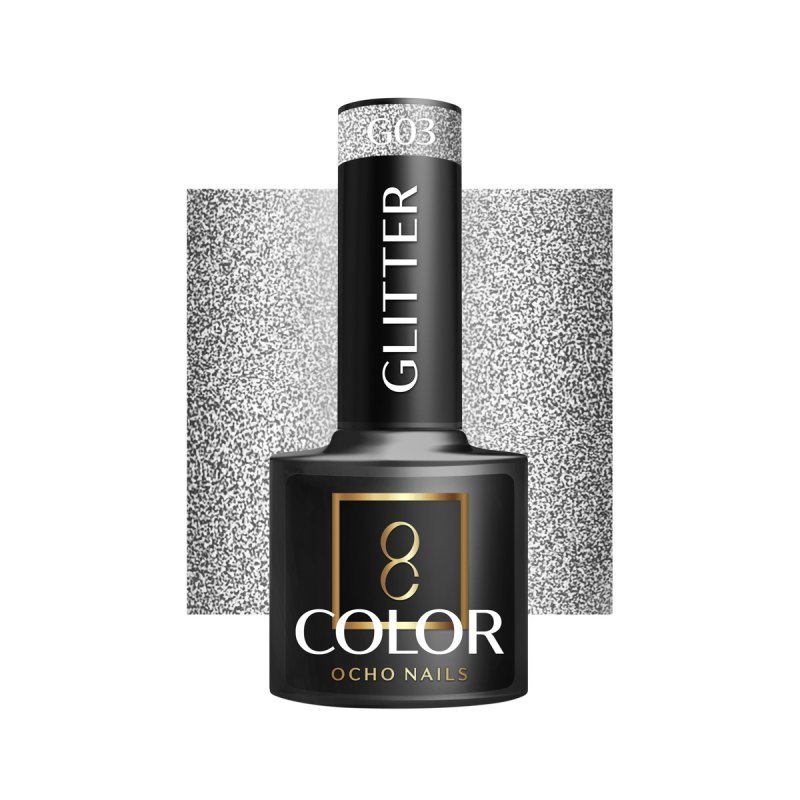 Glitter gellak G03 OCHO NAILS 5 g voor een langdurig mooie hybride manicure met intense kleur en glans Glitter gellak G03 OCHO NAILS 5 g voor een langdurig mooie hybride manicure met intense kleur en glans