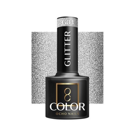 Glitter gellak G03 OCHO NAILS 5 g voor een langdurig mooie hybride manicure met intense kleur en glans
