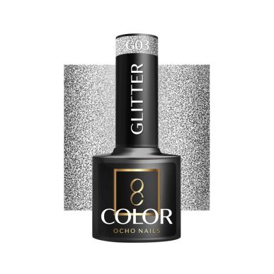 Glitter gellak G03 OCHO NAILS 5 g voor een langdurig mooie hybride manicure met intense kleur en glans