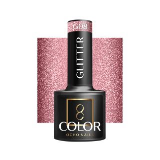 Glitter gellak G08 OCHO NAILS 5 g voor hybride manicure met intense kleur, langdurige glans en gelijkmatige dekking