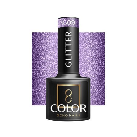 Glitter gellak G09 OCHO NAILS 5 g voor hybride manicure, nagelstyling, intense kleur en langdurige glans tot drie weken