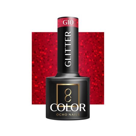 Glitter gellak G10 van OCHO NAILS 5 g voor hybride manicure met intense kleur, langdurige glans en soepele applicatie