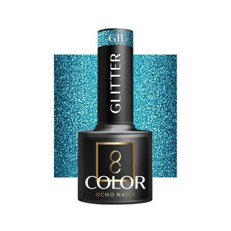 Gellak glitter G11 OCHO NAILS 5 g voor hybride manicure met intense kleur en glans voor professioneel salon- en thuisgebruik