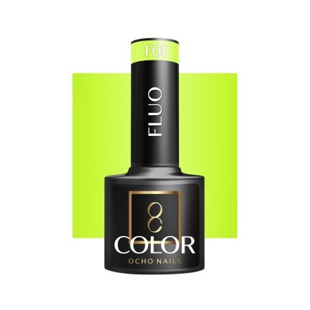 Gellak F01 OCHO NAILS 5 g voor hybride manicure met intense neonkleur, duurzame glans en comfortabele applicatie