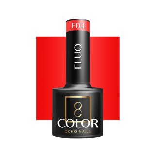 Gellak fluo F04 OCHO NAILS 5 g voor hybride manicure met intense kleur, duurzame glans en comfortabele applicatie