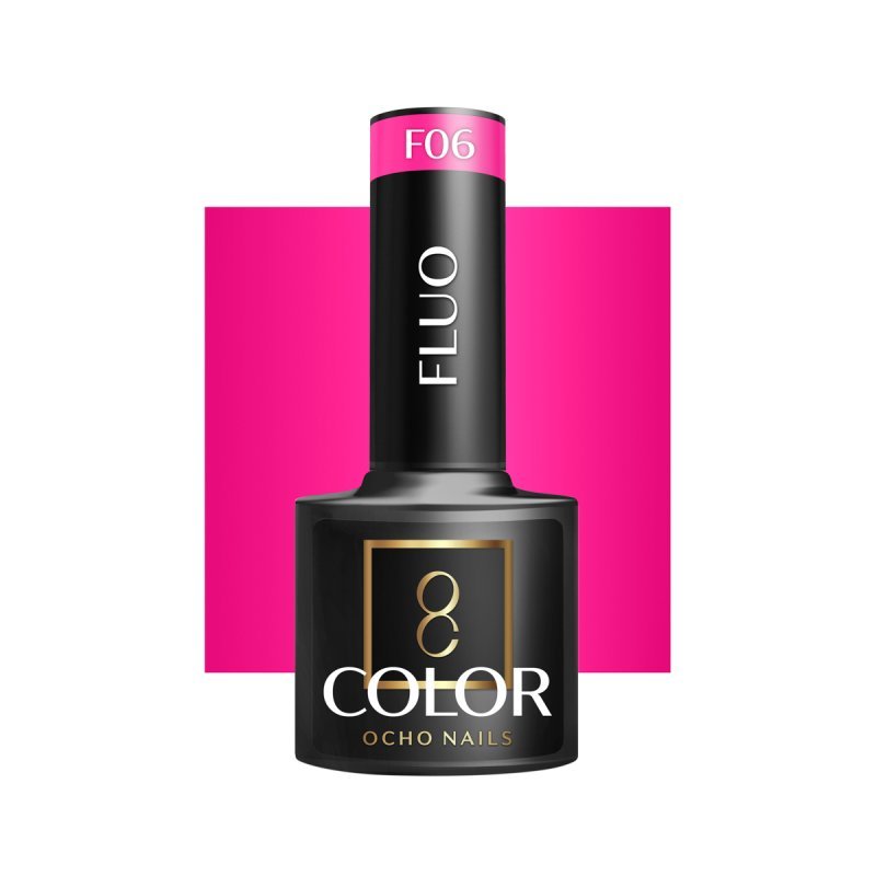 Gellak fluo F06 OCHO NAILS 5 g voor hybride manicure met intense kleur, duurzame glans en professionele salonapplicatie