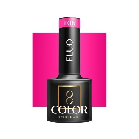 Gellak fluo F06 OCHO NAILS 5 g voor hybride manicure met intense kleur, duurzame glans en professionele salonapplicatie