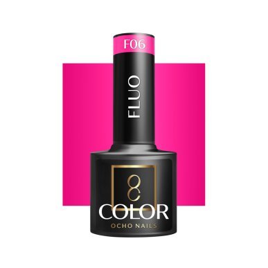 Gellak fluo F06 OCHO NAILS 5 g voor hybride manicure met intense kleur, duurzame glans en professionele salonapplicatie