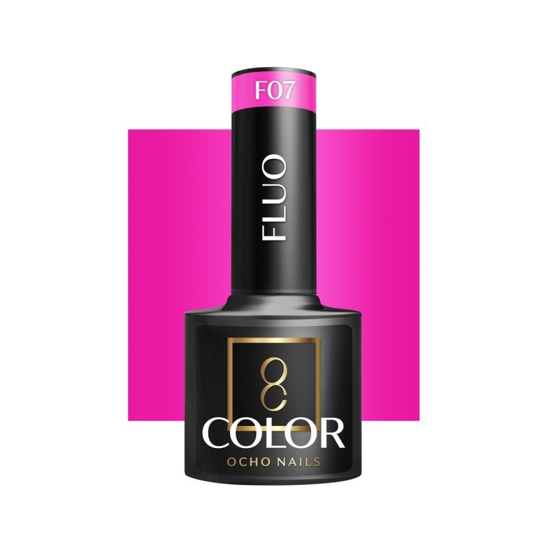 Fluo gellak Ocho Nails F07 5 g met intense neonpigmentatie en duurzame glans voor hybride manicure en nail art
